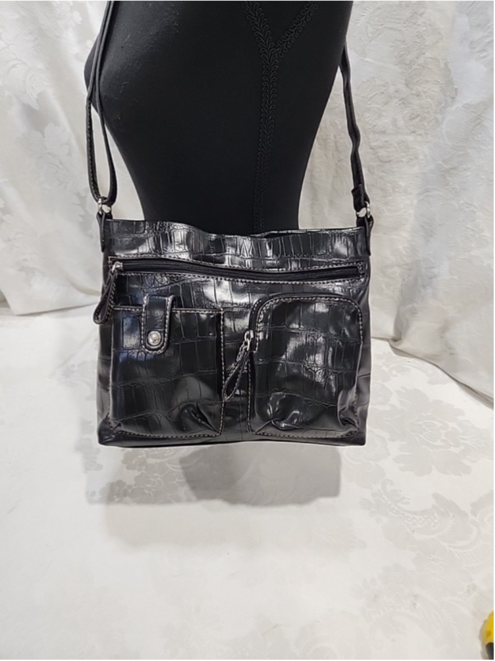 Fossil Relic Vintage Croc Print Vegan Leather Crossbody Purse